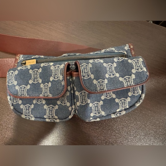 Celine Handbags - Celine Macadam denim belt bag